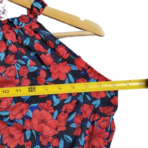 C+D+M Red and Navy Blue Floral Yoke Dress - Picture 5 of 10